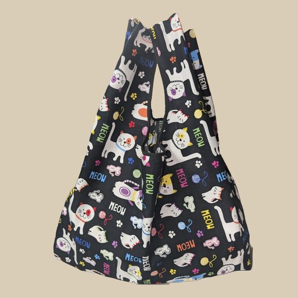 Cat Print Reusable & Foldable Shopping Bag - Picture 7 of 7